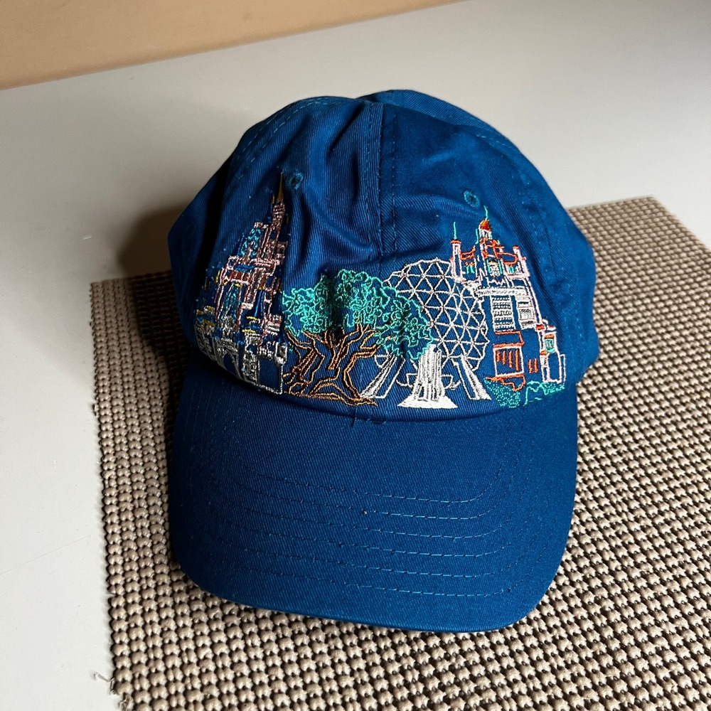 Walt Disney World Blue Baseball Hat Embroidered Parks Castle Epcot Adjustable